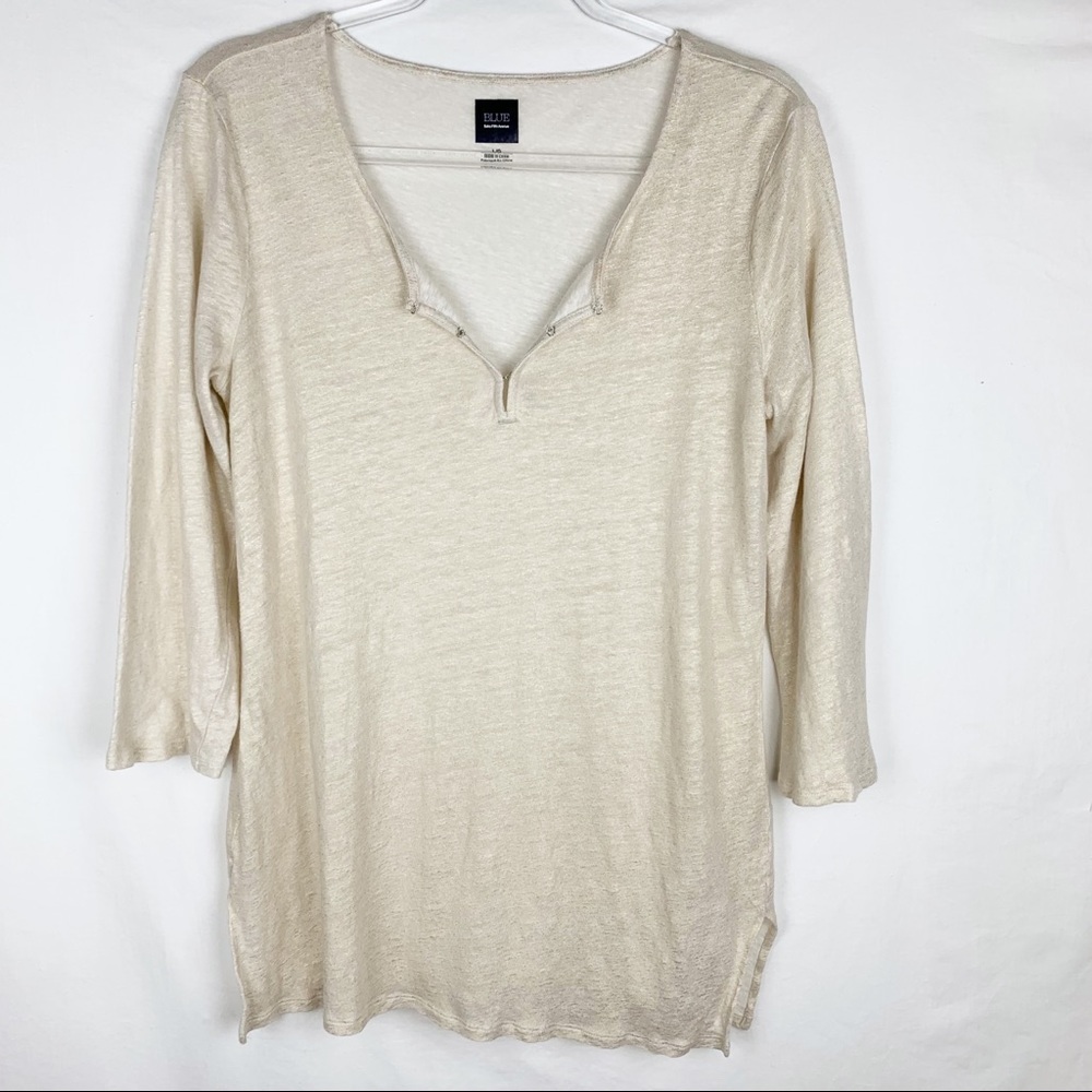 Saks Fifth Avenue Cream V-Neck Top